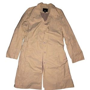 Mossimo Nylon Jacket Long Windbreaker - Tan - Womens L button down - Rain Jacket